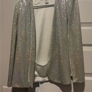 VENUS Sparkling Silver Sequin Blazer